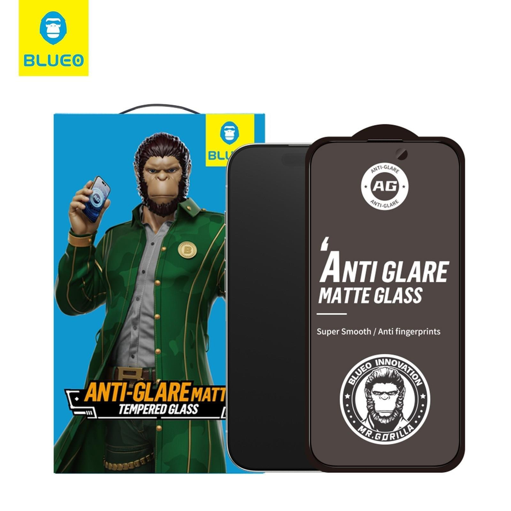 BLUEO Blueo Anti-Glare Mat iPhone 15 Pro Max Uyumlu Net Görüş Pro Gamer Oyuncu Hızlı Tepkime Cam Ekran Koruyucu