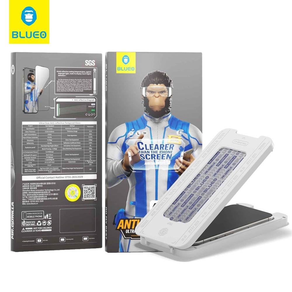 BLUEO Blueo Anti-Reflective iPhone 16 Pro Max Uyumlu Uygulama Aparatlı Ekrandan Bile Daha Net Cam Ekran Koruyucu