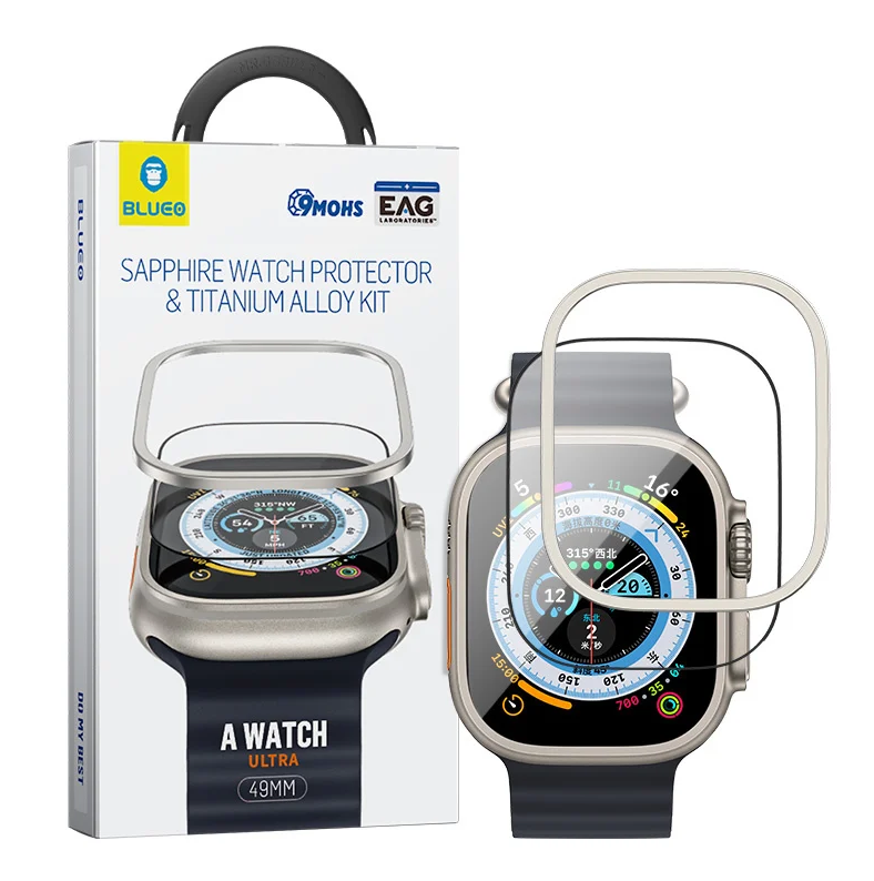 BLUEO BLUEO Apple Watch Ultra 1/2/3 49MM Sapphire Titanium Saat Ekran Koruyucu