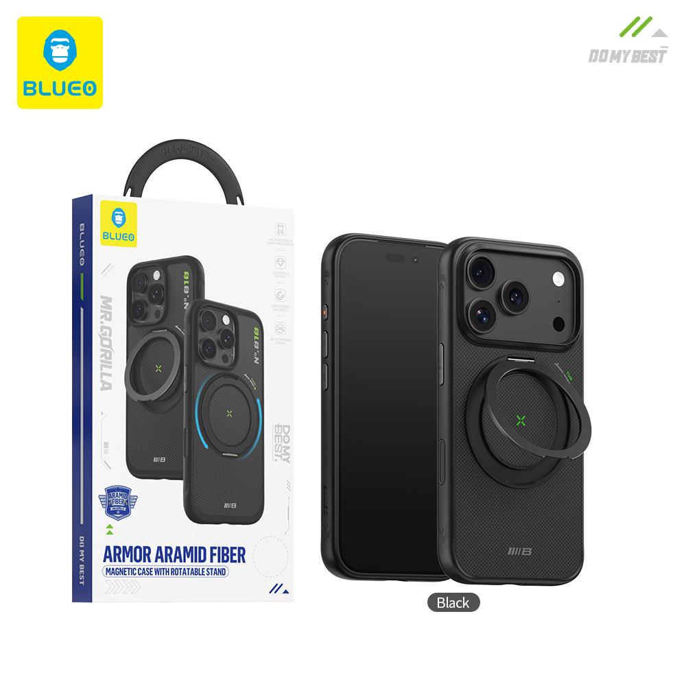 BLUEO Blueo Armor Aramid Fiber iPhone 17 Pro Uyumlu Magsafe Özellikli Standlı Telefon Kılıfı