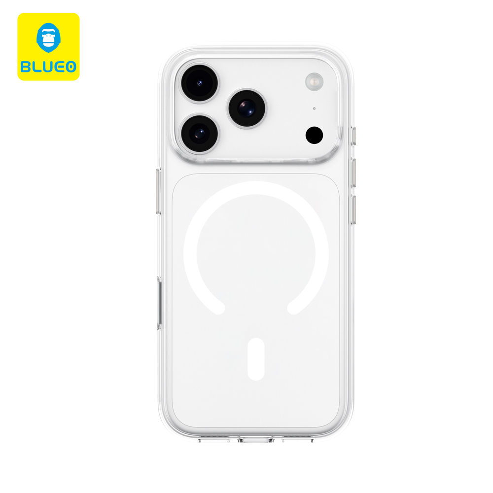 BLUEO Blueo Crystal Pro Drop Resistance iPhone 17 MagSafe Özellikli Şeffaf Sert Silikon Kılıf