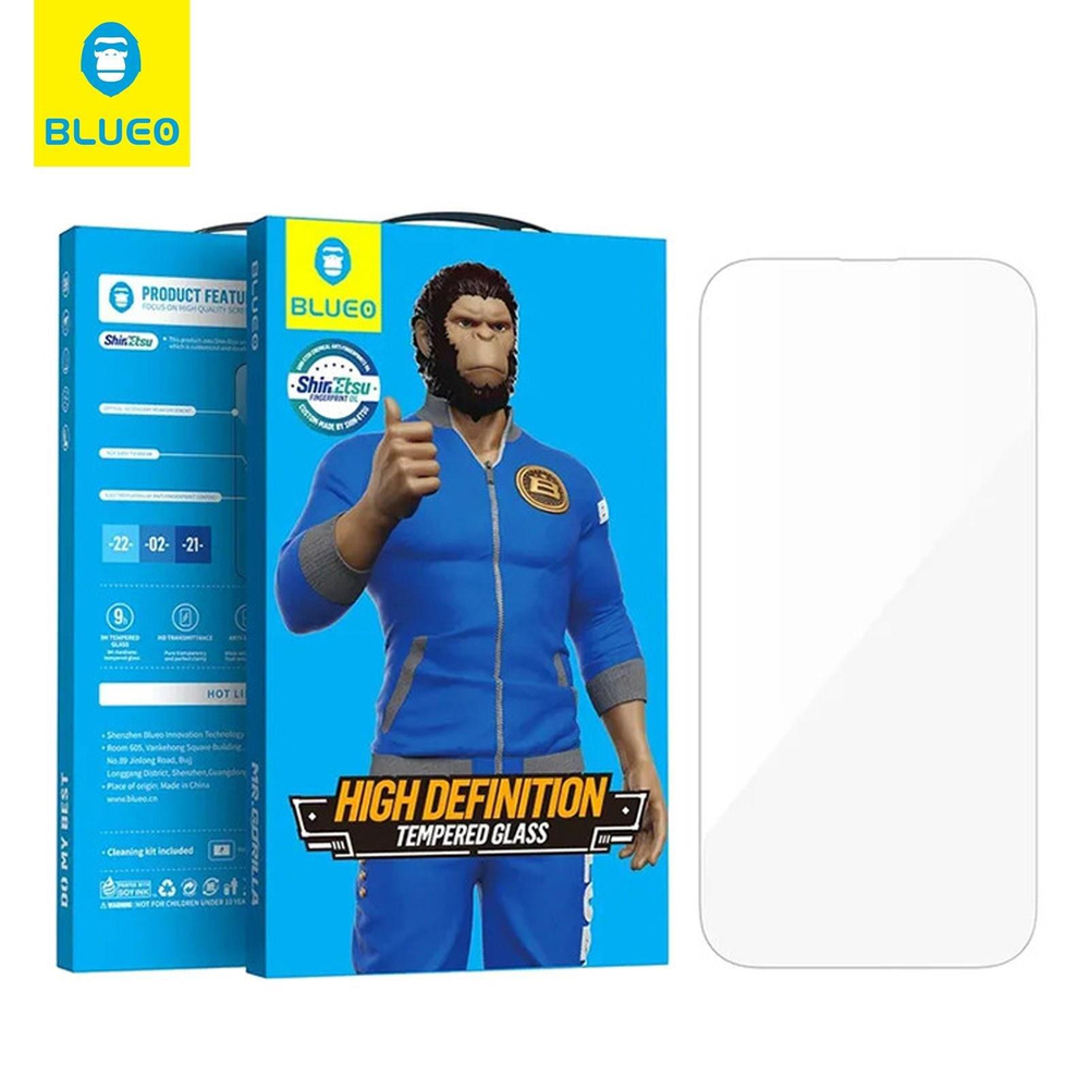 BLUEO Blueo Full Clear Cover iPhone 12 Pro Max Uyumlu Komple Şeffaf Parmak izine Dayanıklı 9H Cam Ekran Koruyucu