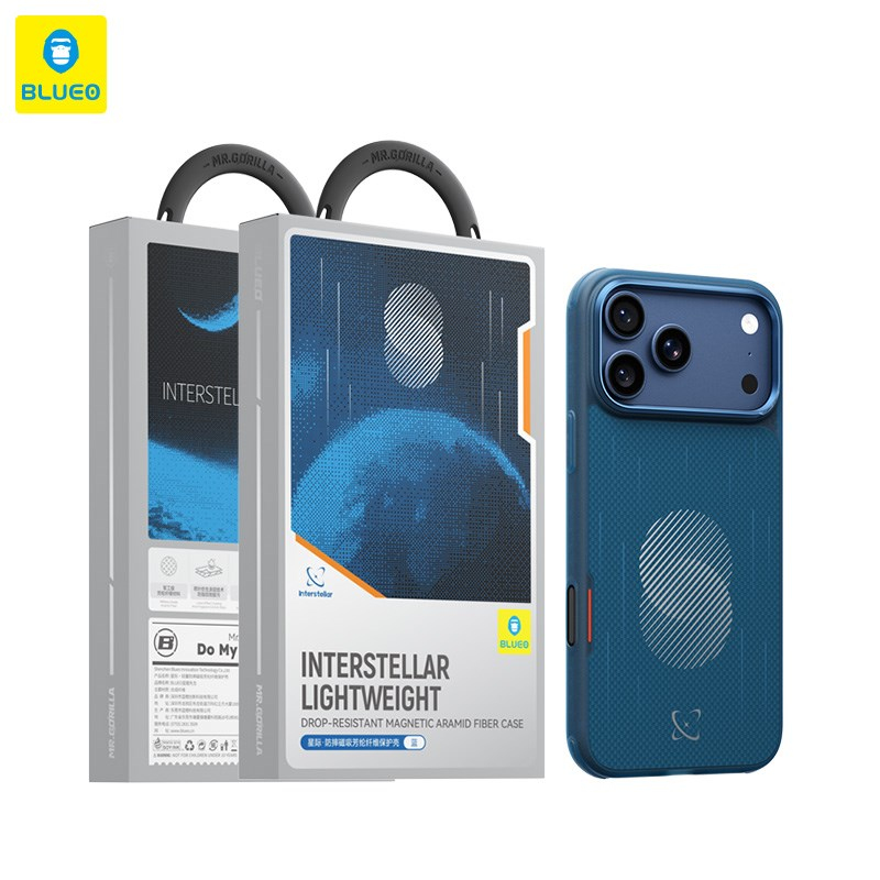 BLUEO iPhone 18 Pro Max Uyumlu Interstellar Lightweight Drop-Resistant Magnetic Aramid Fiber Case