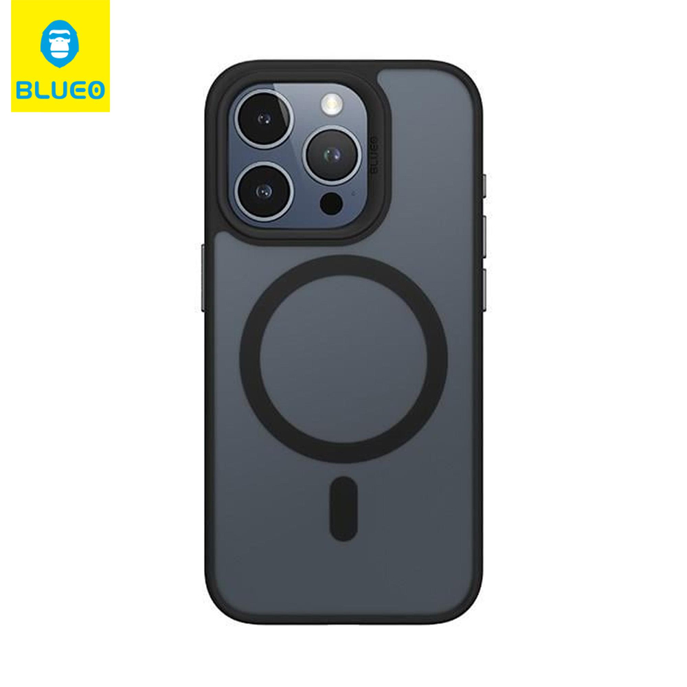 BLUEOB Dual Color Skin Friendly iPhone 15 Pro MagSafe 360 Derece Yan Koruma Katmanlı Mat Parmak izi Bırakmayan Buzlu Silikon Kılıf