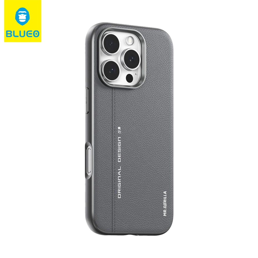 BLUEOB Premium Leather iPhone 16 Pro PU Deri MagSafe Özellikli Metal Kamera Koruma Çıkıntılı Hava Kanallı Kılıf