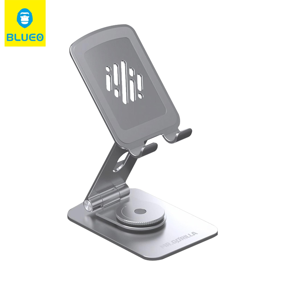 BLUEOB Rotary Folding Metal 360 Derece Dönebilen Çift Yükseklik Ayarlı Silikon Yüzey Pedli Ev ve Ofis Telefon Tablet Tutucu Stand