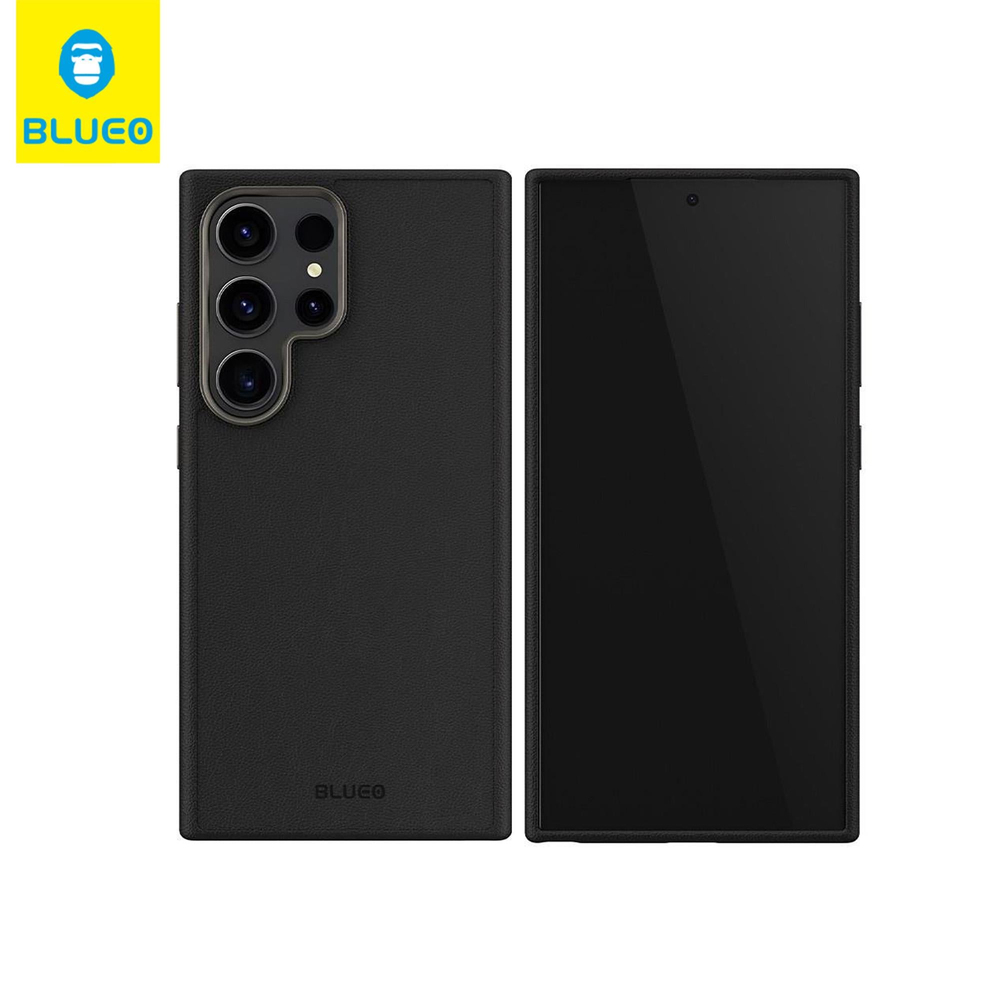 BLUEOB Synthetic Leather Samsung S25 Ultra PU Deri Metal Kamera Koruma Çıkıntılı Hava Kanallı Kılıf