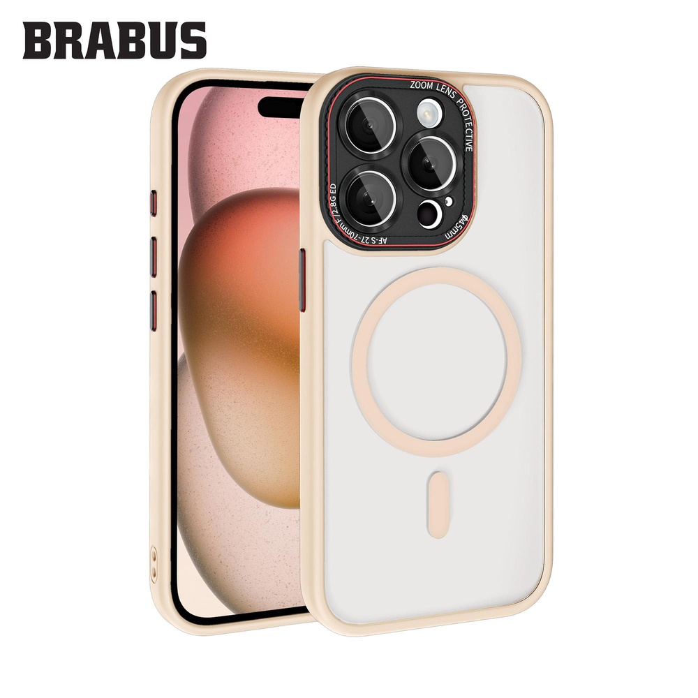 BRABUS iPhone 13 Anti-Shock MagSafe Özellikli Kamera Lens Korumalı Buzlu Kenarları Yumuşak Sonic Silikon Kılıf