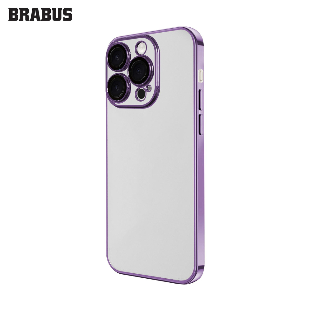 BRABUS iPhone 14 Pro Max Kenaları Renkli Kamera Mercek Lens Korumalı ince Slim Şeffaf Sert Drum Silikon Kılıf