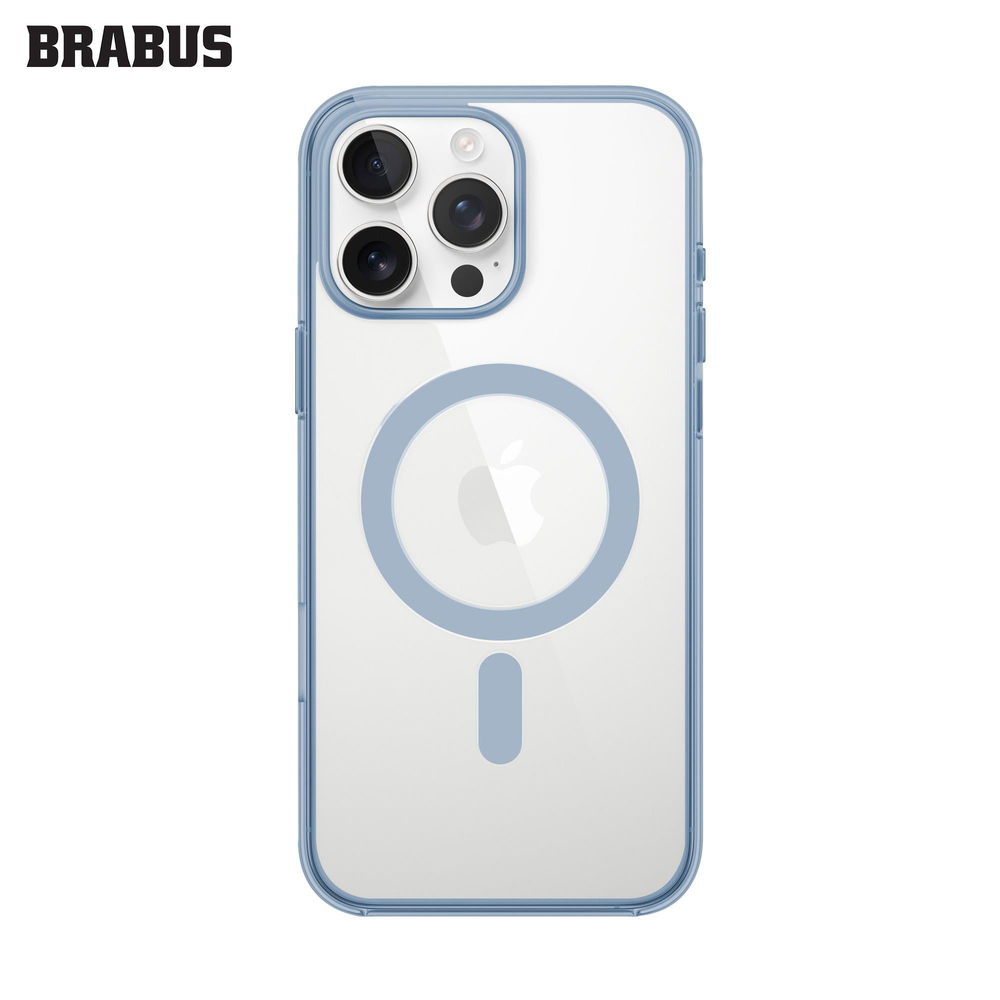 BRABUS iPhone 15 Pro Kenarları Renkli Arkası Şeffaf MagSafe Özellikli Slim ince Sert Voi Silikon Kılıf