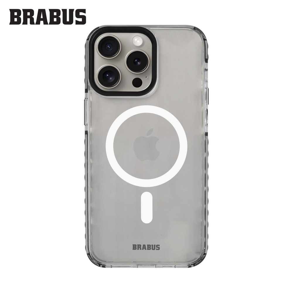 BRABUS iPhone 15 Pro MagSafe Özellikli Ekstra Yan Katman Korumalı Anti-Shock Şeffaf Dump Silikon Kılıf
