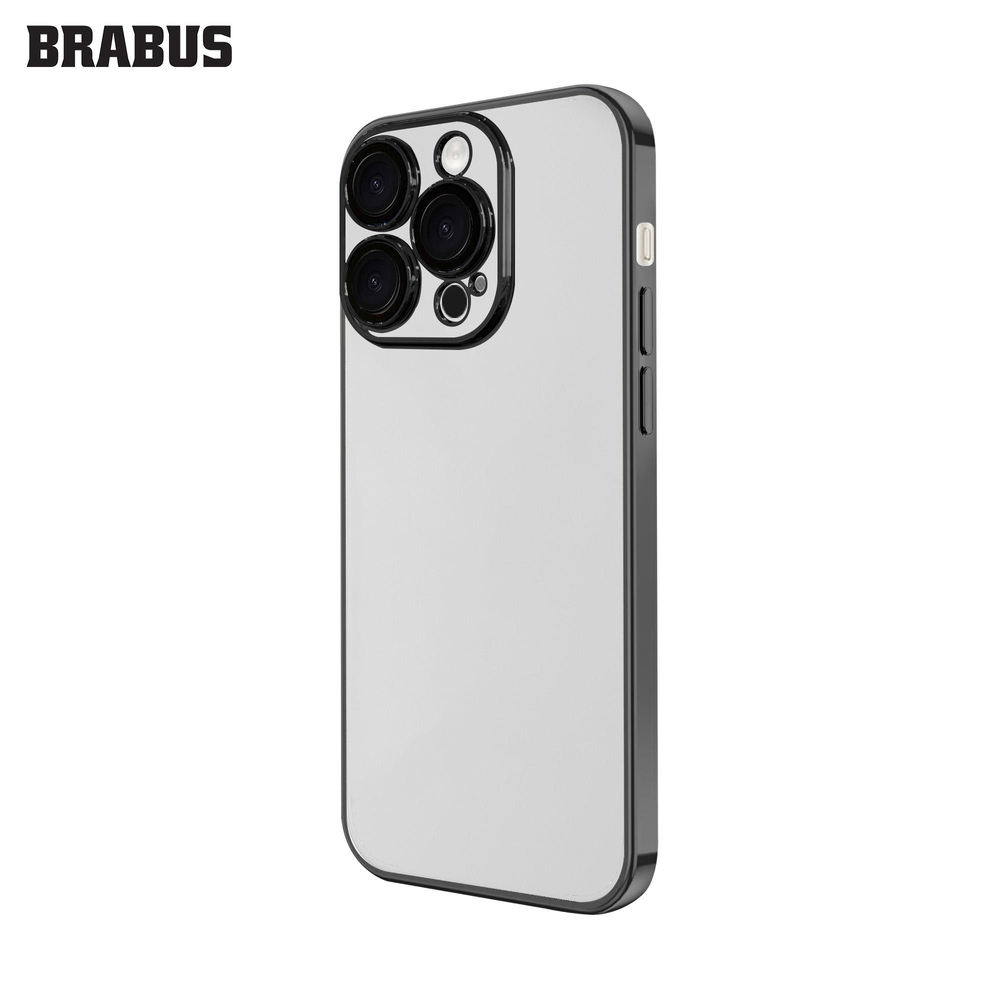 BRABUS iPhone 15 Pro Max Kenaları Renkli Kamera Mercek Lens Korumalı ince Slim Şeffaf Sert Drum Silikon Kılıf