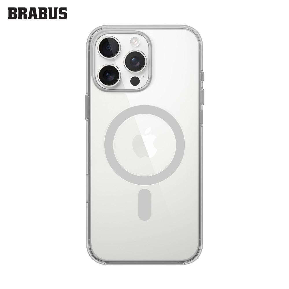 BRABUS iPhone 15 Pro Max Kenarları Renkli Arkası Şeffaf MagSafe Özellikli Slim ince Sert Voi Silikon Kılıf