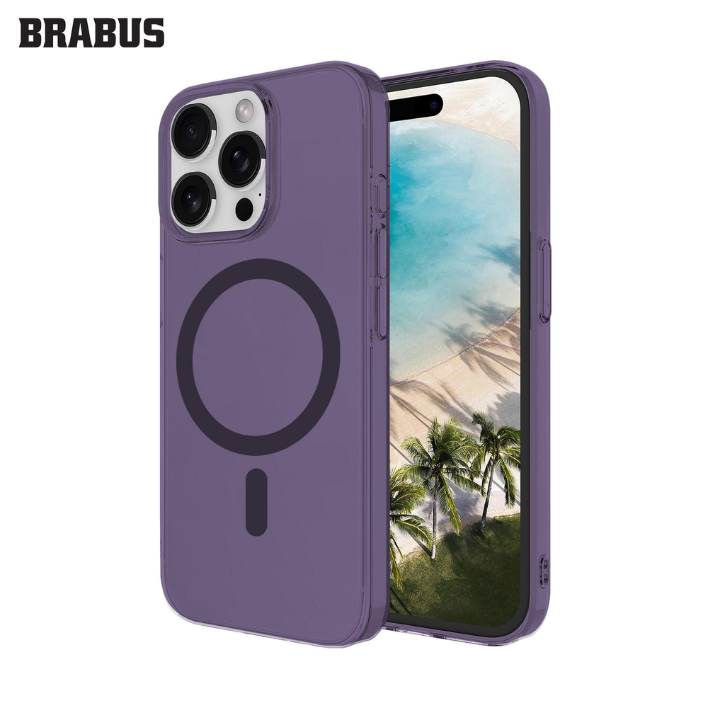 BRABUS iPhone 15 Pro Max MagSafe Özellikli Orijinal Çipli Mika IC Magsafe Şeffaf Sert Silikon Kılıf