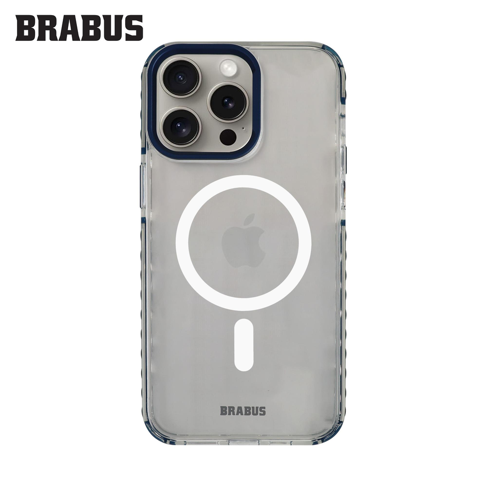 BRABUS iPhone 15 Pro Max MagSafe Özellikli Ekstra Yan Katman Korumalı Anti-Shock Şeffaf Dump Silikon Kılıf
