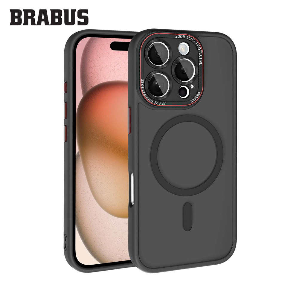 BRABUS iPhone 16 Pro Anti-Shock MagSafe Özellikli Kamera Lens Korumalı Buzlu Kenarları Yumuşak Sonic Silikon Kılıf
