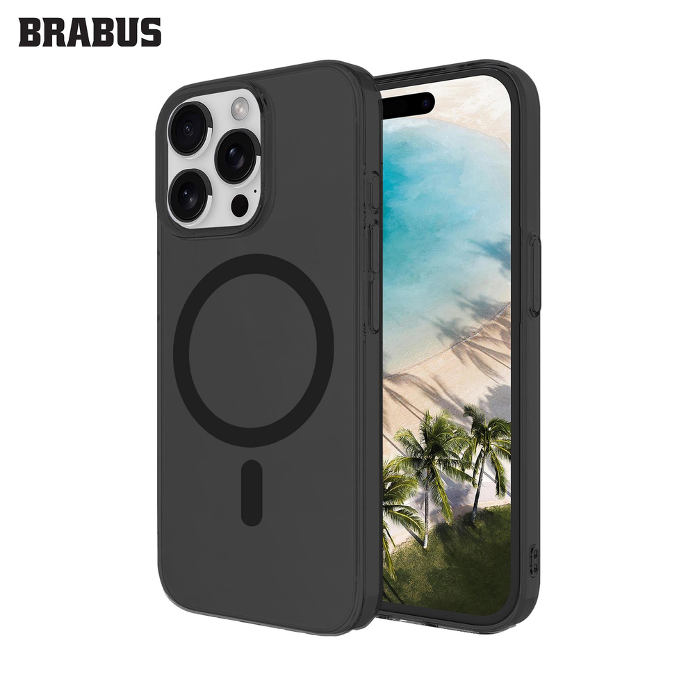 BRABUS iPhone 16 Pro MagSafe Özellikli Orijinal Çipli Mika IC Magsafe Şeffaf Sert Silikon Kılıf