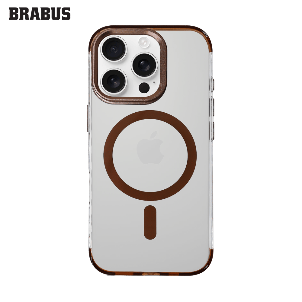 BRABUS iPhone 16 Pro Max MagSafe Özellikli Sararmaya Dayanıklı Metal Kamera Standlı Şeffaf Renkli Supra Silikon Kılıf