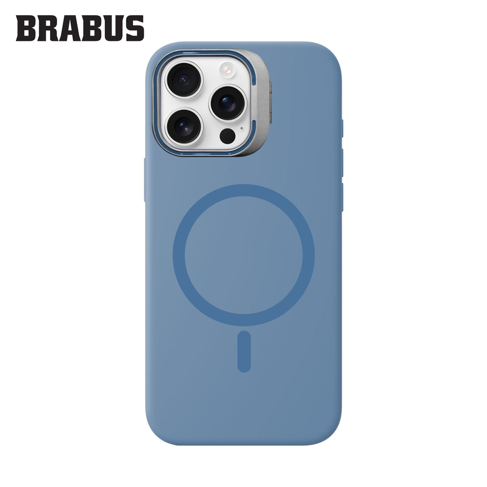 BRABUS iPhone 16 Pro Max MagSafe Özellikli Metal Kamera Standlı içi Kadife Silinebilir Mat Soft Jel Work Silikon Kılıf