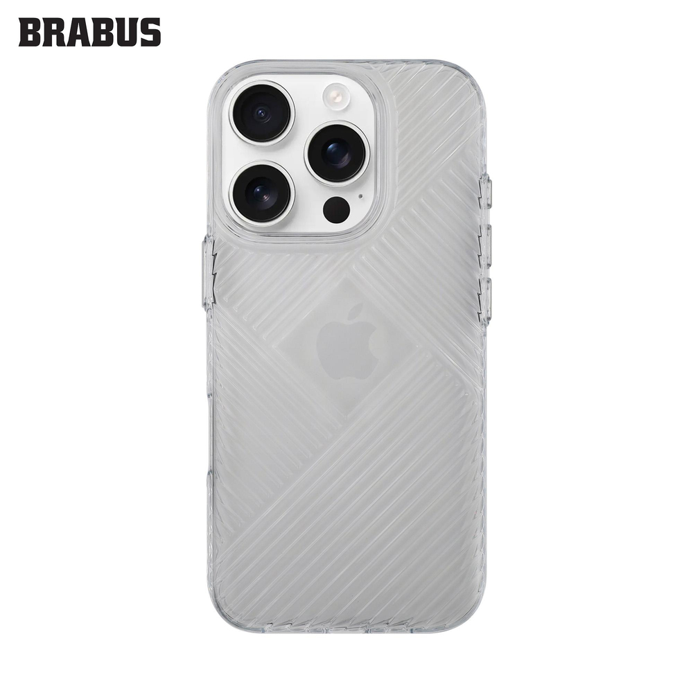 BRABUS iPhone 16 Pro Saydam Renkli Kaymaz Tırtıklı Dış Yüzey İnce Slim Şeffaf Sert Art Silikon Kılıf