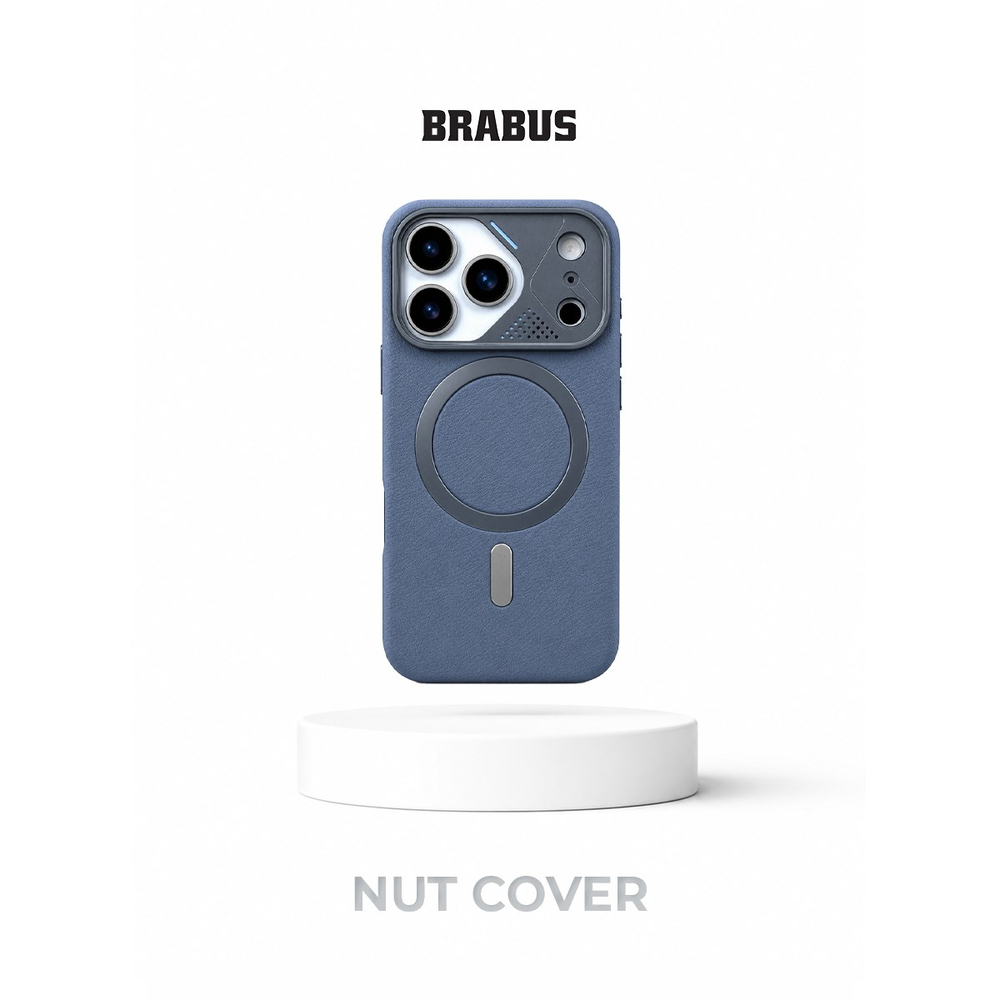 BRABUS iPhone 17 Pro Uyumlu MagSafe Özellikli İçi Kadife Kaplamalı Deri Nut Telefon Kılıfı