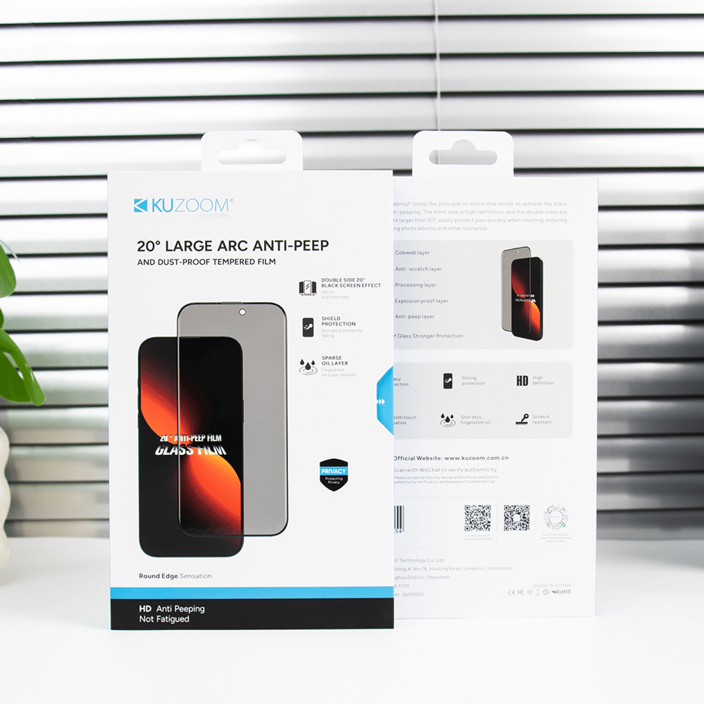 KUZOOM 20° Large Arc Anti-Peep iPhone 16 Pro Uyumlu Hayalet Ekran Temperli Cam Ekran Koruyucu