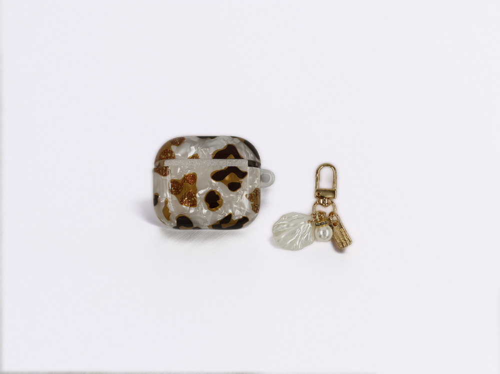 MOPAL Airpods 3. Nesil Uyumlu Leopar Desenli Aksesuarlı Leopard Print Airpods Kulaklık Kılıfı
