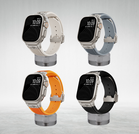 MOPAL Apple Watch Uyumlu 42 44 45 49 mm Şık Dayanıklı Desenli N-10 Fluororubber Saat Kordonu