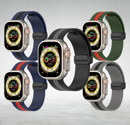 MOPAL Apple Watch Uyumlu 42 44 45 49 mm Şık Dayanıklı Desenli N-23 Silikon Saat Kordonu