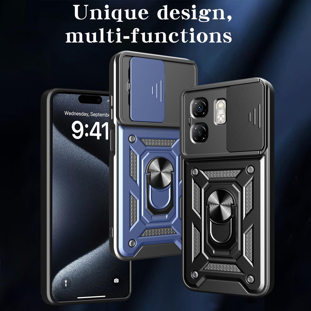 MOPAL Infinix Hot 50İ Stand Özellikli Sürgülü Darbelere Dayanıklı Slide Silikon Kılıf
