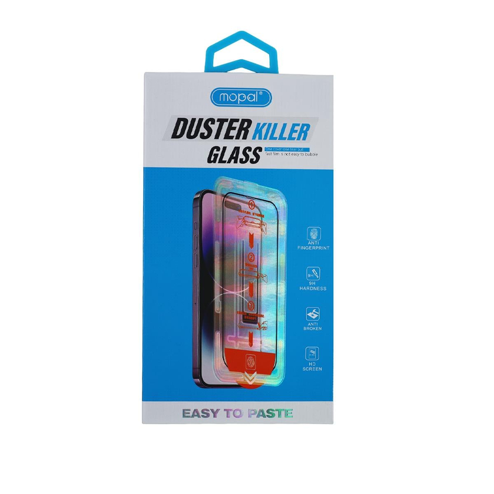 MOPAL iPhone 14 Uyumlu HD Anti Statik Uygulama Aparatlı Dust Killer Temperli Cam Ekran Koruyucu