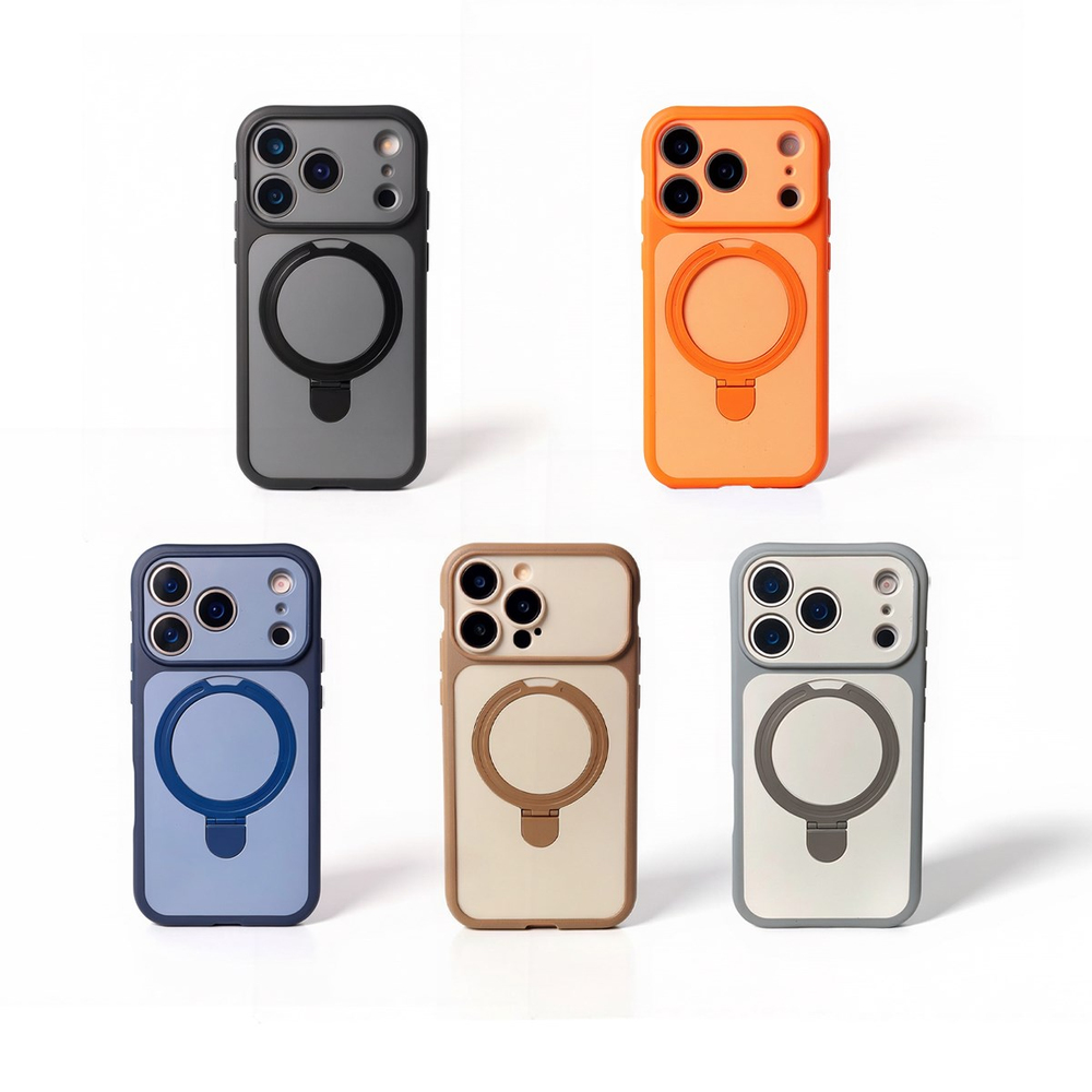 MOPAL iPhone 16 Uyumlu MagSafe ve Stand Özellikli Kenarları Plastik Ringo Telefon Kılıfı