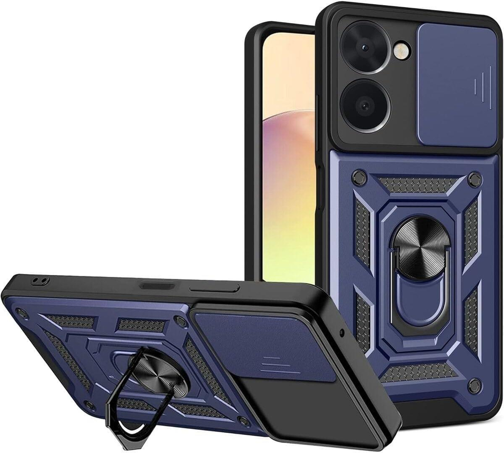 MOPAL Realme 10 4G Stand Özellikli Sürgülü Darbelere Dayanıklı Slide Silikon Kılıf