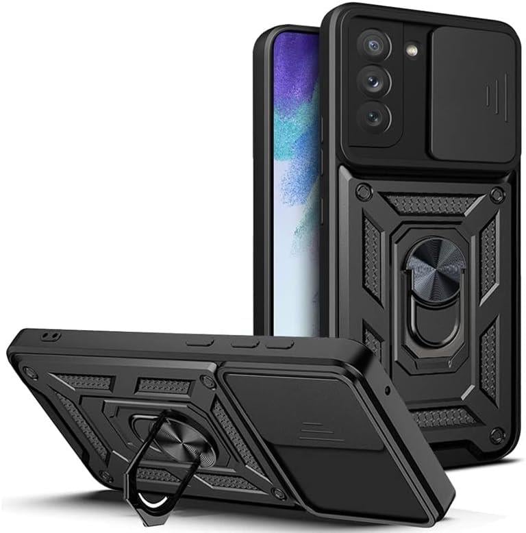 MOPAL Samsung S21 FE Stand Özellikli Sürgülü Darbelere Dayanıklı Slide Silikon Kılıf
