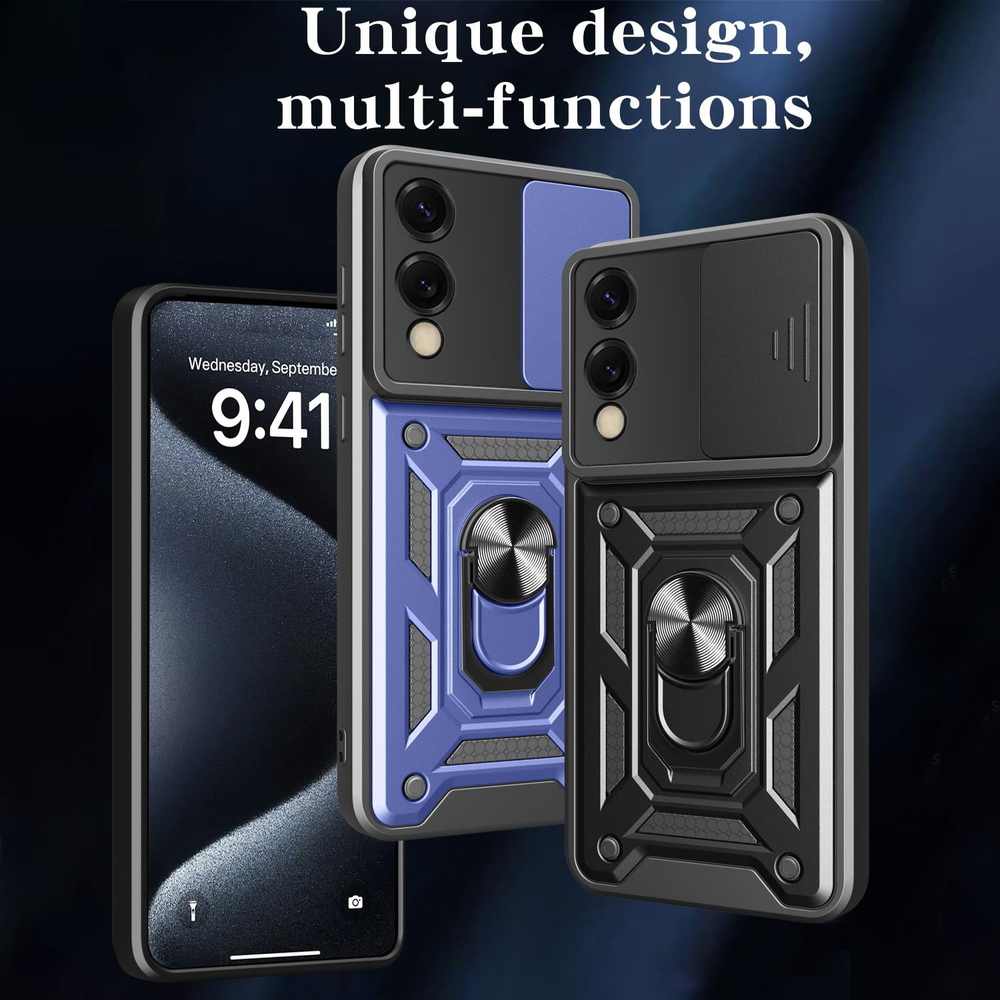 MOPAL Tecno Camon 30 Pro 4G Stand Özellikli Sürgülü Darbelere Dayanıklı Slide Silikon Kılıf