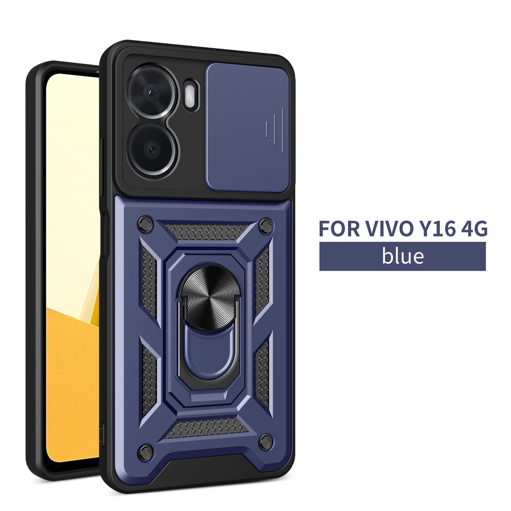 MOPAL Vivo Y16 Stand Özellikli Sürgülü Darbelere Dayanıklı Slide Silikon Kılıf