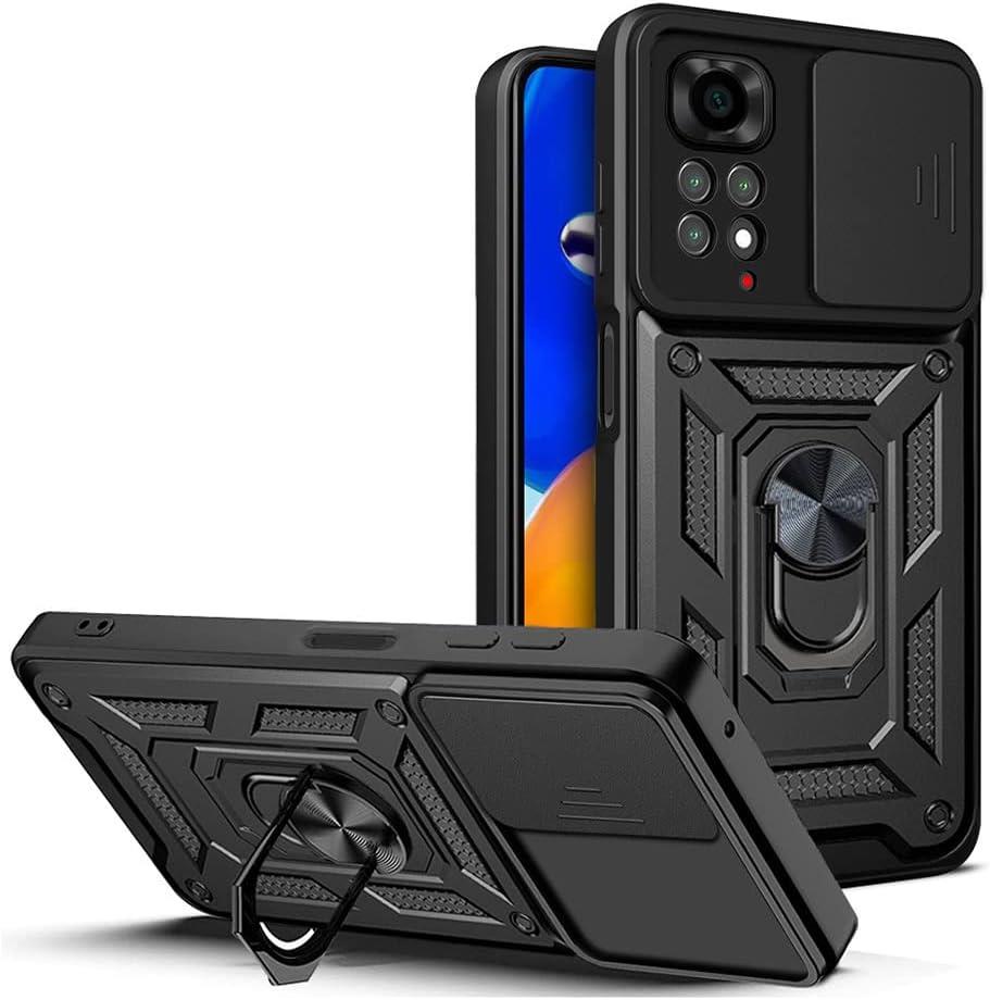 MOPAL Xiaomi Redmi Note 11 Pro Stand Özellikli Sürgülü Darbelere Dayanıklı Slide Silikon Kılıf