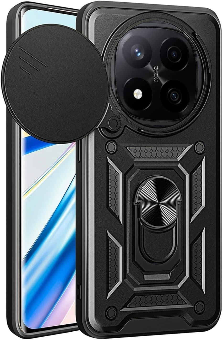 MOPAL Xiaomi Redmi Note 14 Pro 5G Stand Özellikli Sürgülü Darbelere Dayanıklı Slide Silikon Kılıf