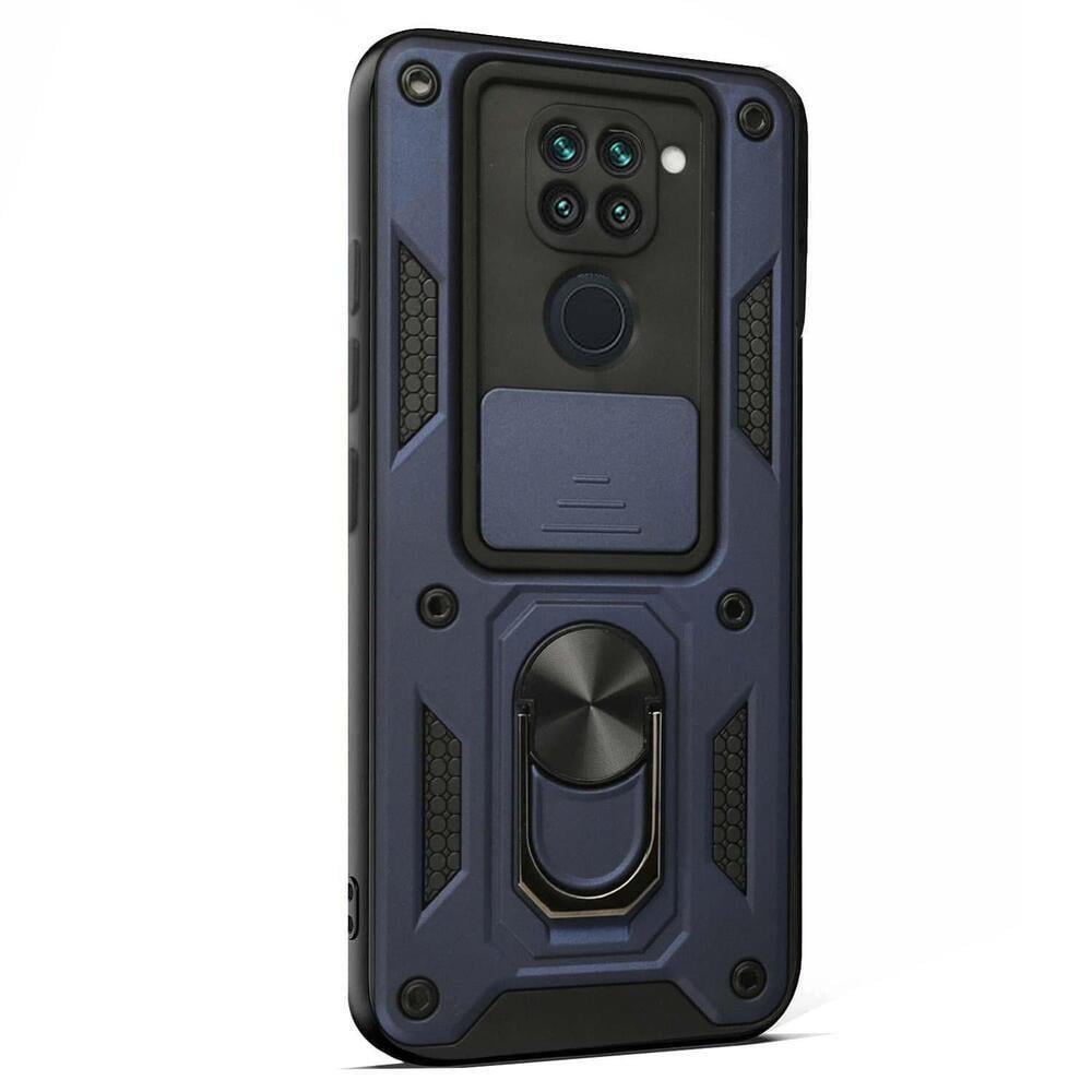 MOPAL Xiaomi Redmi Note 9 Stand Özellikli Sürgülü Darbelere Dayanıklı Slide Silikon Kılıf