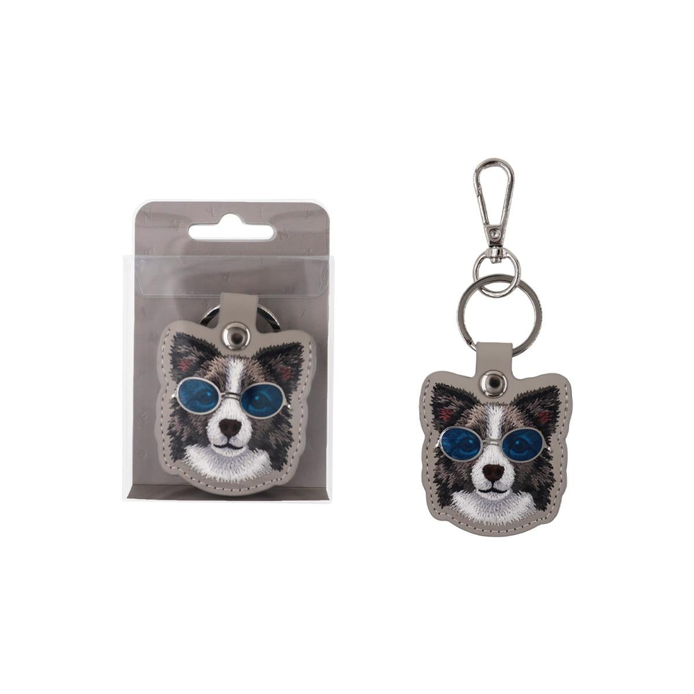 NIM Apple Airtag Uyumlu 3D Gözlük Köpek Nakış İşleme Detaylı Cool Glass Airtag Kılıf