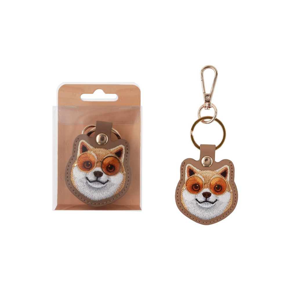 NIM Apple Airtag Uyumlu 3D Gözlük Köpek Nakış İşleme Detaylı Cool Glass Airtag Kılıf