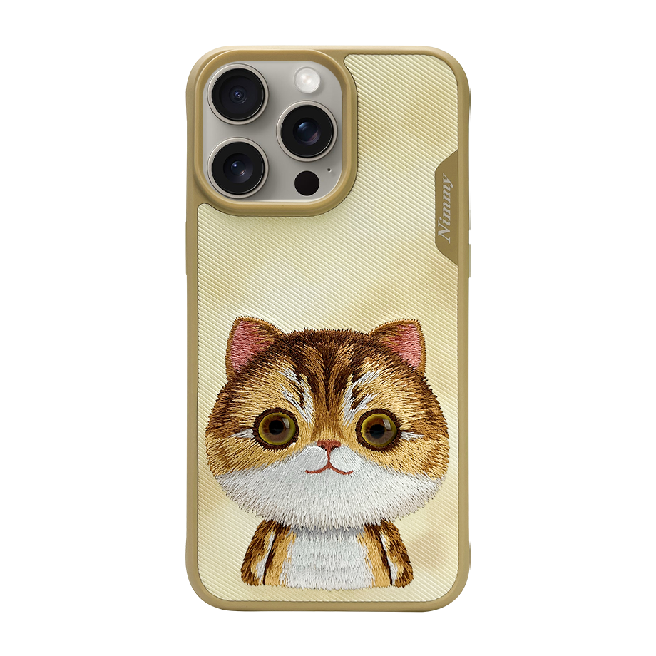 NIMMY iPhone 14 Pro Max 3D Gerçek Nakış İşlemeli Kedi Kabartmalı Göz Detaylı Big Eyes Silikon Kılıf