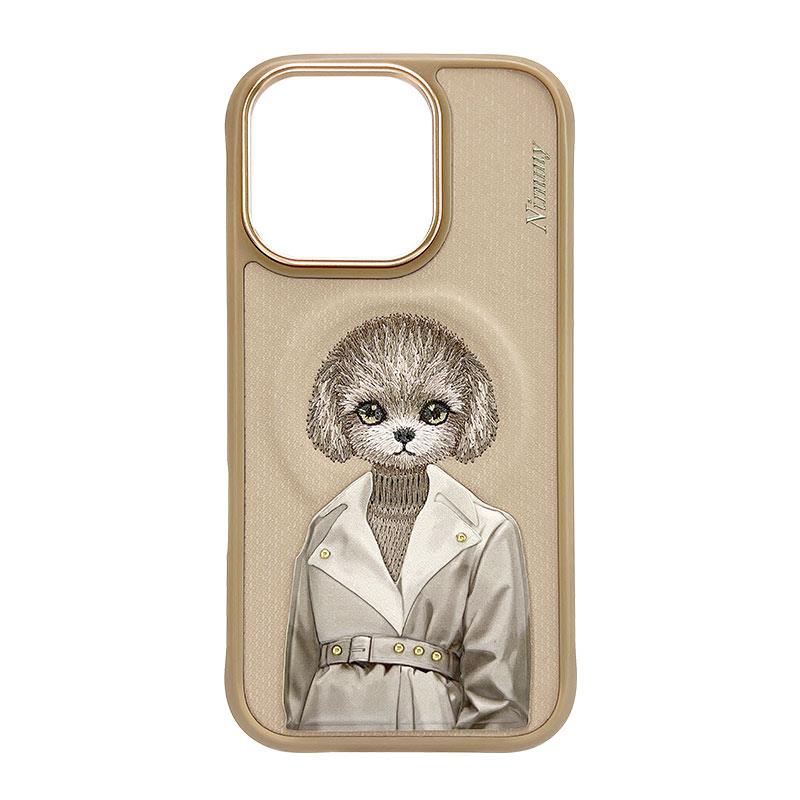 NIMMY iPhone 16 3D Gerçek Nakış işlemeli MagSafe Özellikli Magnetic Fashion Pet Kahve Kedili Silikon Kılıf