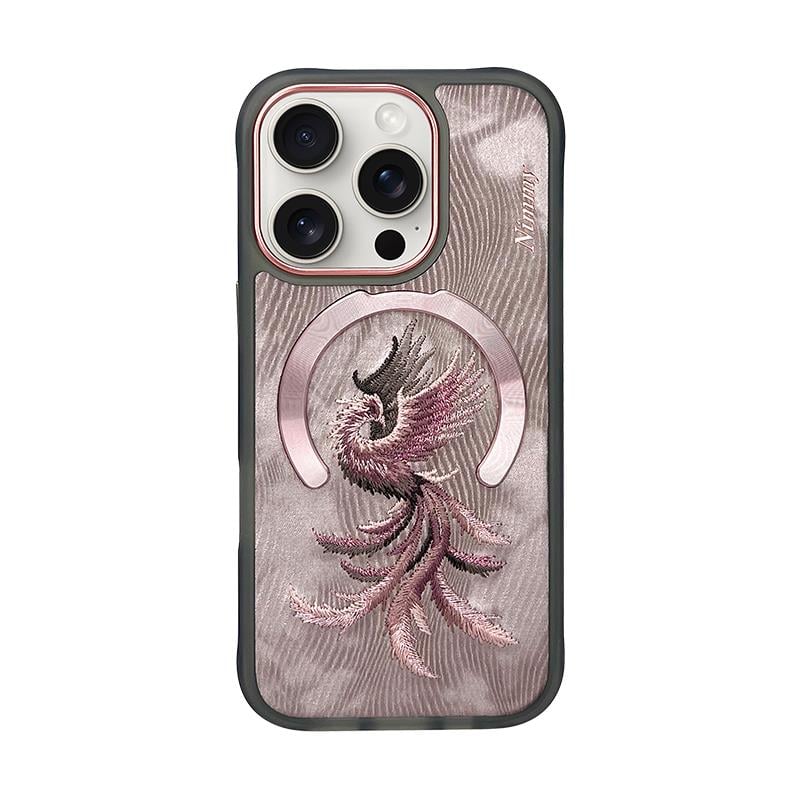 NIMMY iPhone 16 Pro 3D Gerçek Nakış işlemeli MagSafe Özellikli Fantasy Animal Phoenix Silikon Kılıf