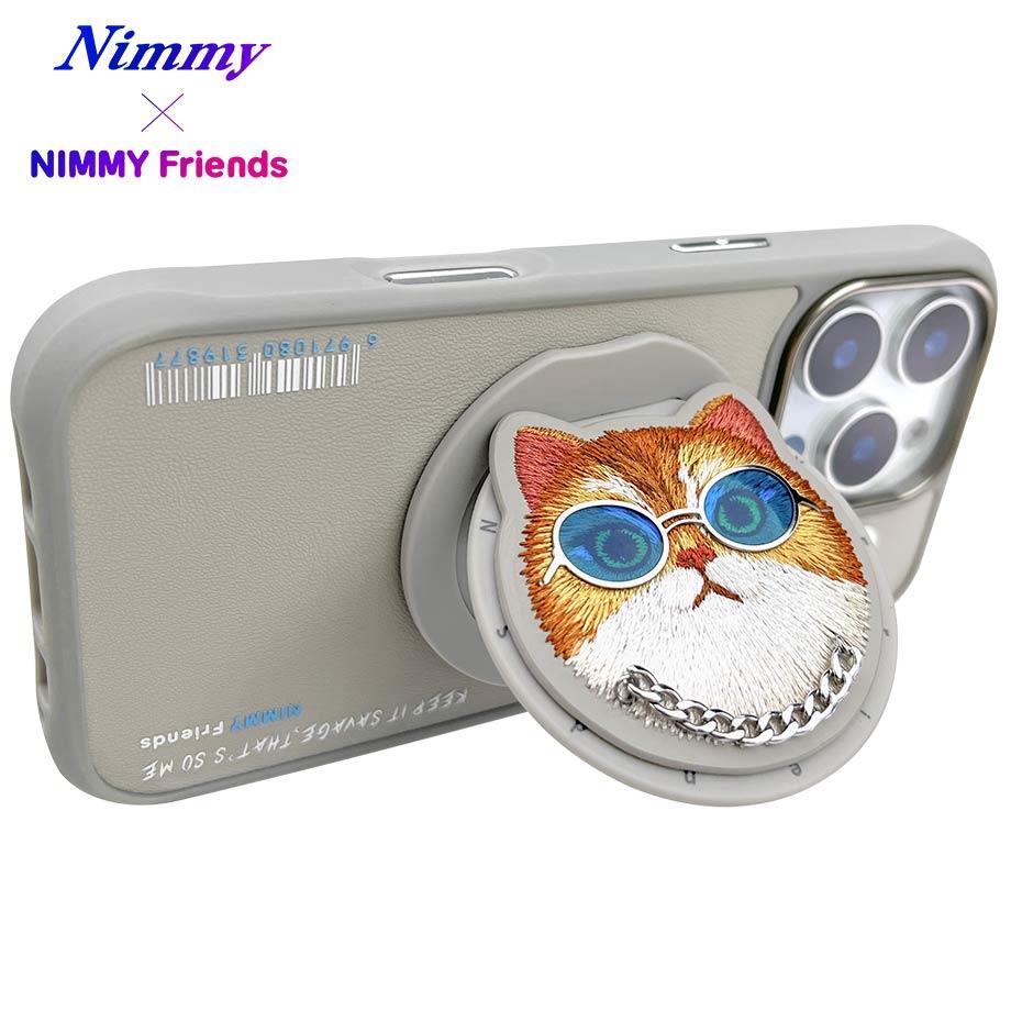 NIMMY iPhone 16 Pro MagSafe Uyumlu 3D Pop Socket Aparatlı 3D Gözlük Zincir Kedi Detaylı Cool Cute 2.0 Kılıf