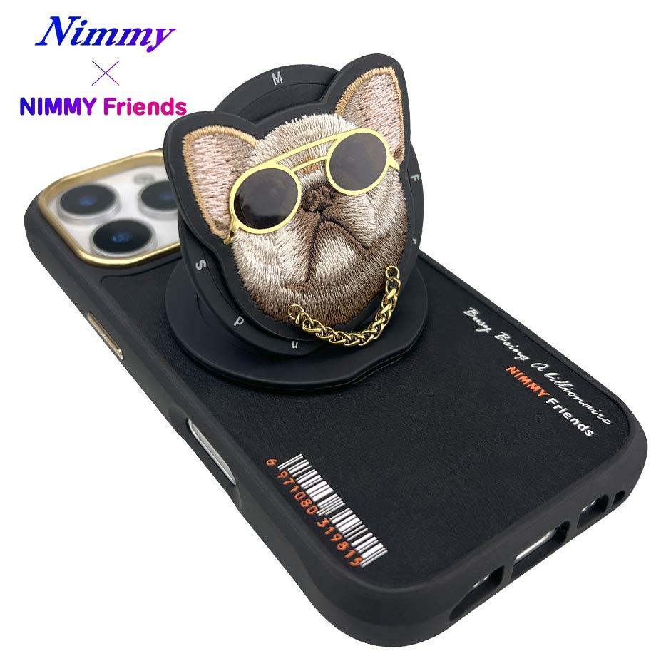 NIMMY iPhone 16 Pro MagSafe Uyumlu 3D Pop Socket Aparatlı 3D Gözlük Zincir Köpek Detaylı Cool Cute 2.0 Kılıf