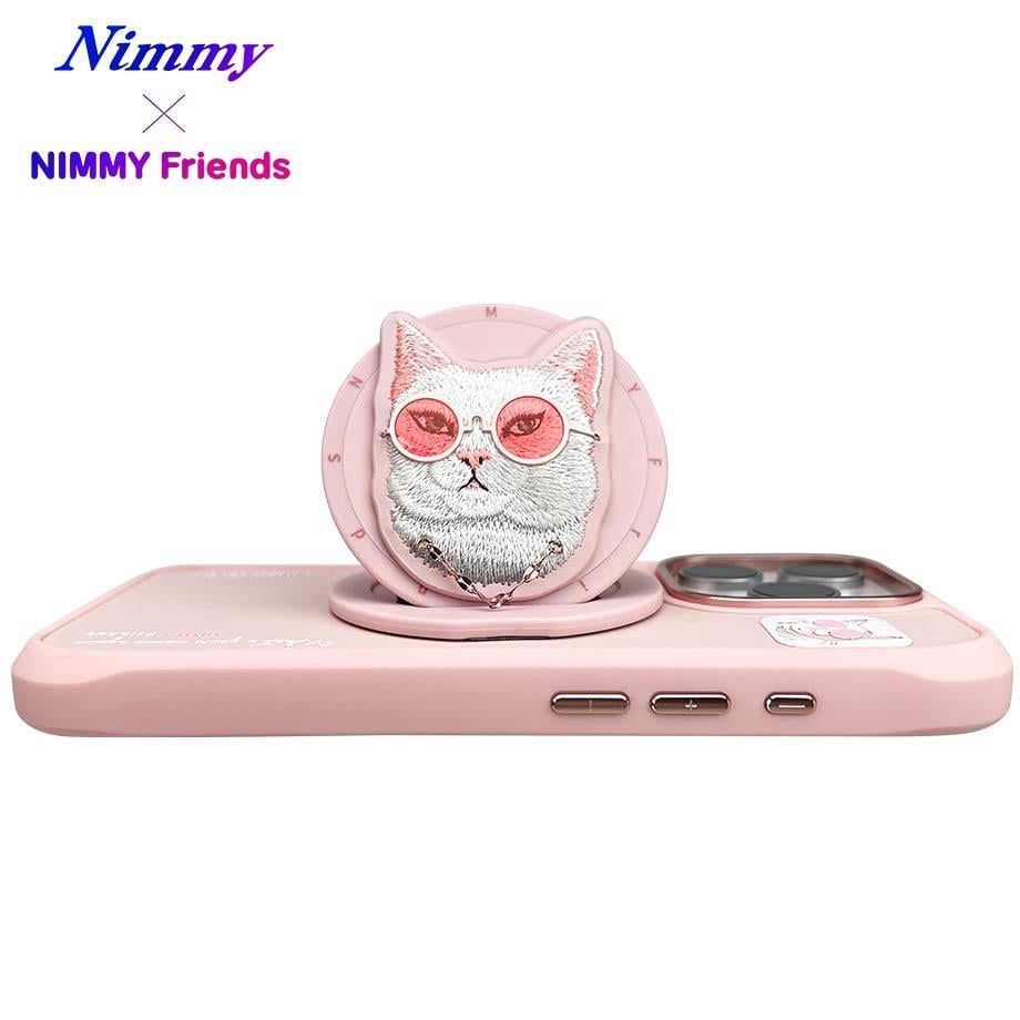 NIMMY iPhone 16 Pro Max MagSafe Uyumlu 3D Pop Socket Aparatlı 3D Gözlük Zincir Kedi Detaylı Cool Cute 2.0 Kılıf