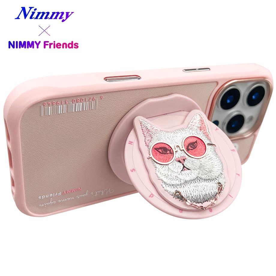 NIMMY iPhone 16 Pro Max MagSafe Uyumlu 3D Pop Socket Aparatlı 3D Gözlük Zincir Kedi Detaylı Cool Cute 2.0 Kılıf