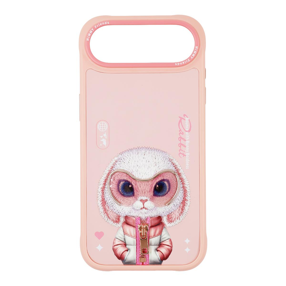 NIMMY iPhone 17 Air Uyumlu Gerçek Nakış Fermuar ve Gözlüklü Rabbit Cool And Cute 2.0 Telefon Kılıfı