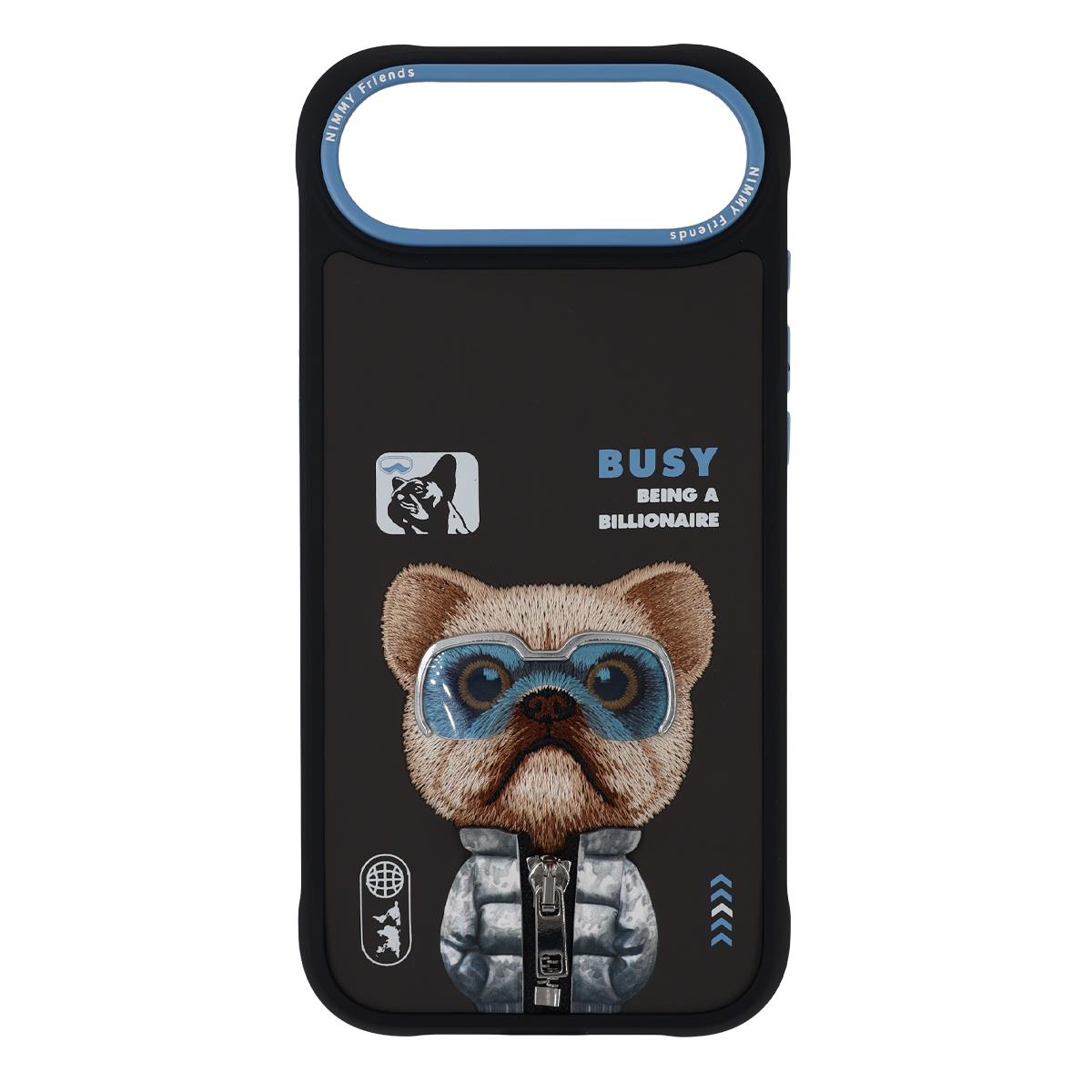 NIMMY iPhone 17 Air Uyumlu Gerçek Nakış Fermuar ve Gözlüklü Little Rich Tycoon Cool And Cute 2.0 Telefon Kılıfı
